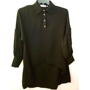 Patrizia Luca Oversize Hi Low Button Front Black Tunic EUC